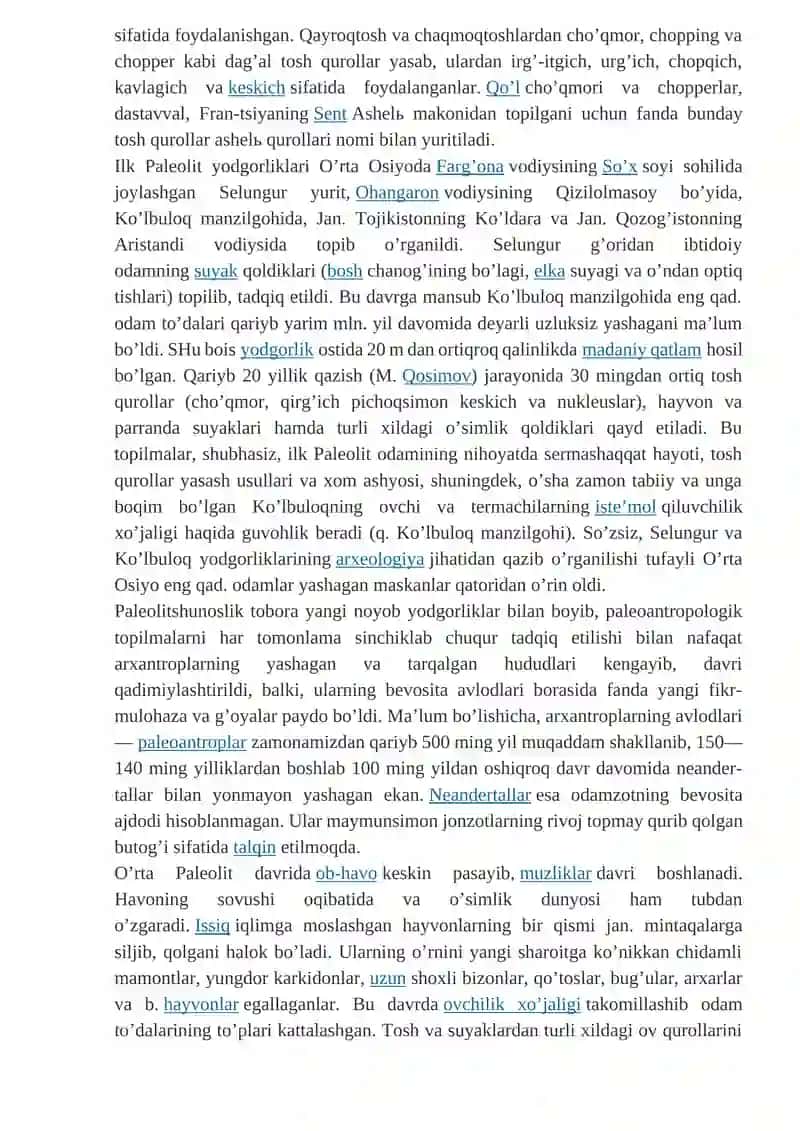 MAVZU. PALEOLIT DAVRI XO‘JALIGI VA MODDIY MADANIYATI 3