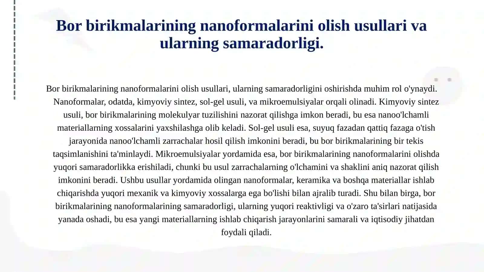 Bor birikmalarining nano materiallar va keramika ishlab chiqarishdagi qo'llanilishi 3