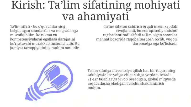 Ta’lim sifatini baholash: xalqarotizimlarvamilliymodel 3