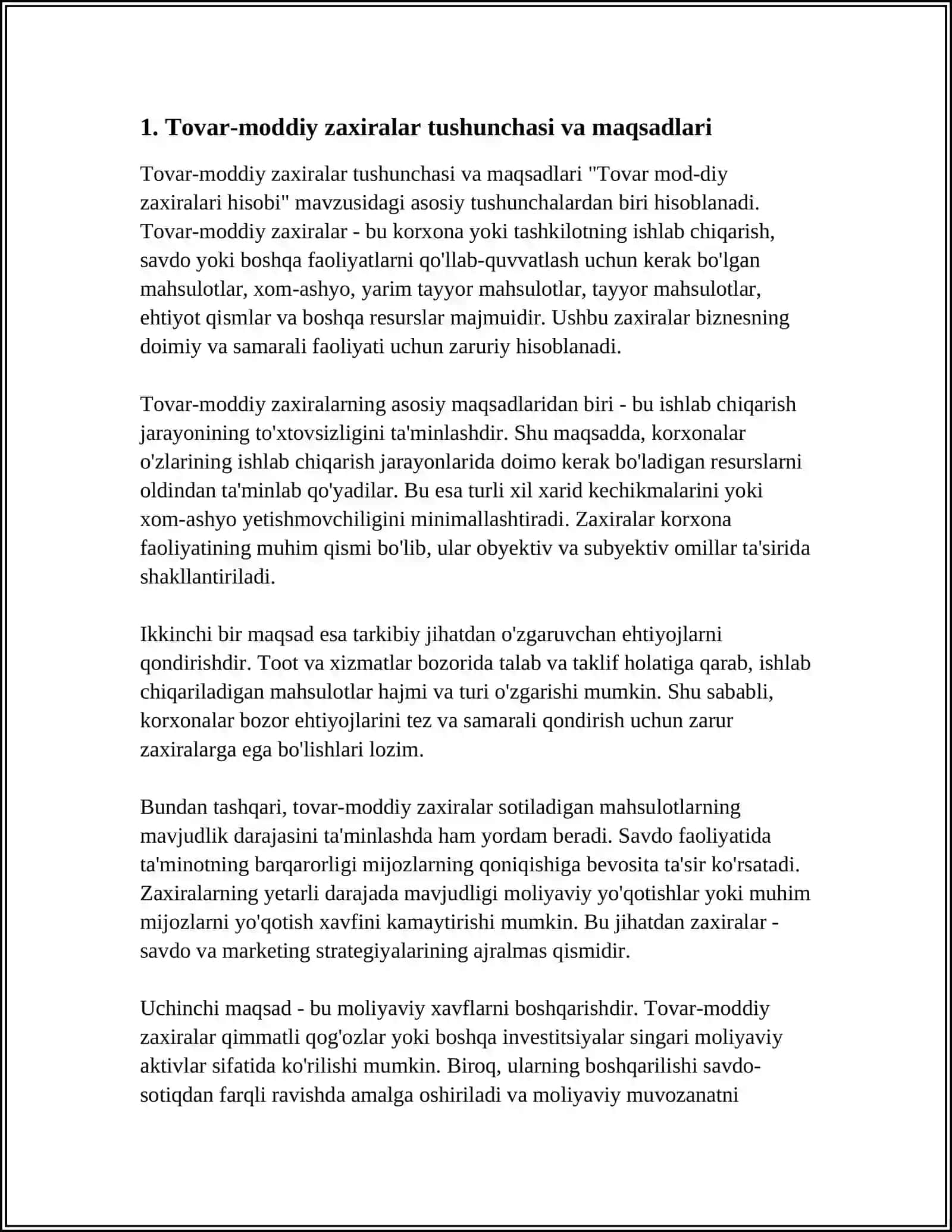 TOVAR MODDIY ZAHIRALARI HISOBI 3