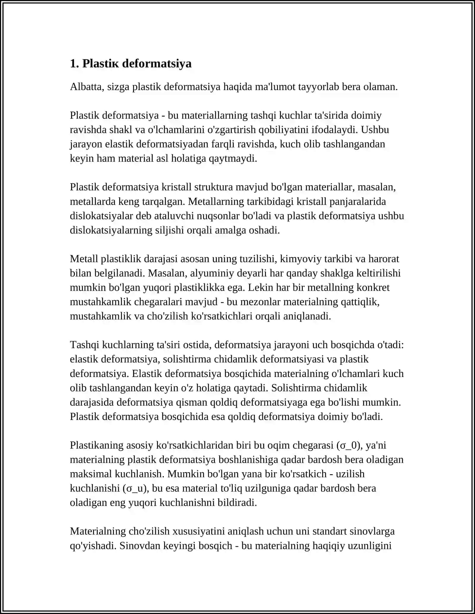 QATTIQ JISMLARNING MEXANIK HOSSALARI, DEFORMATSIYA 3