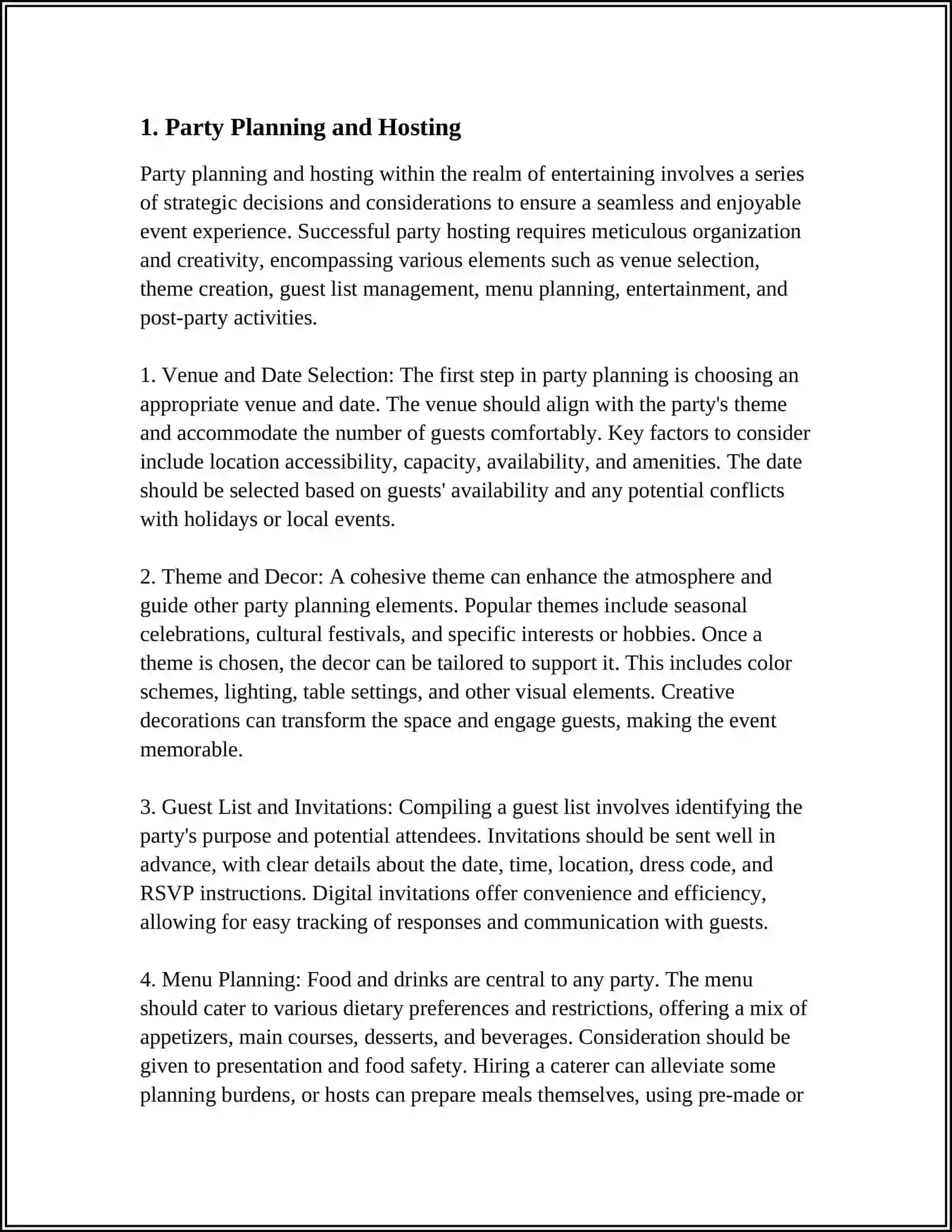 Party Planning and Hosting 3