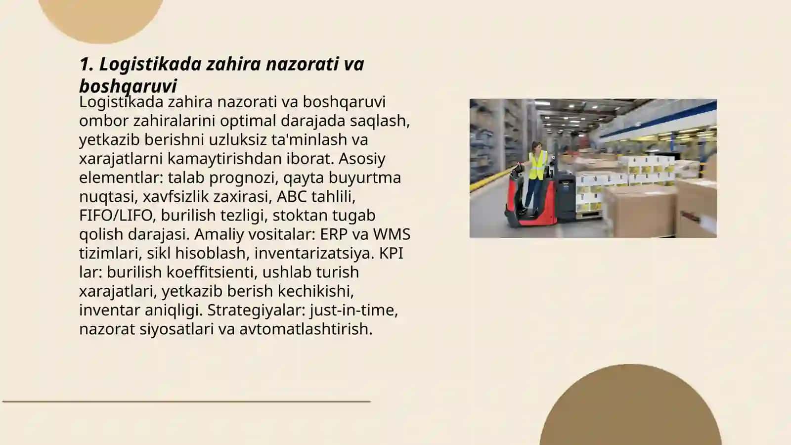 Logistikada zahira nazorati va boshqaruvi 3