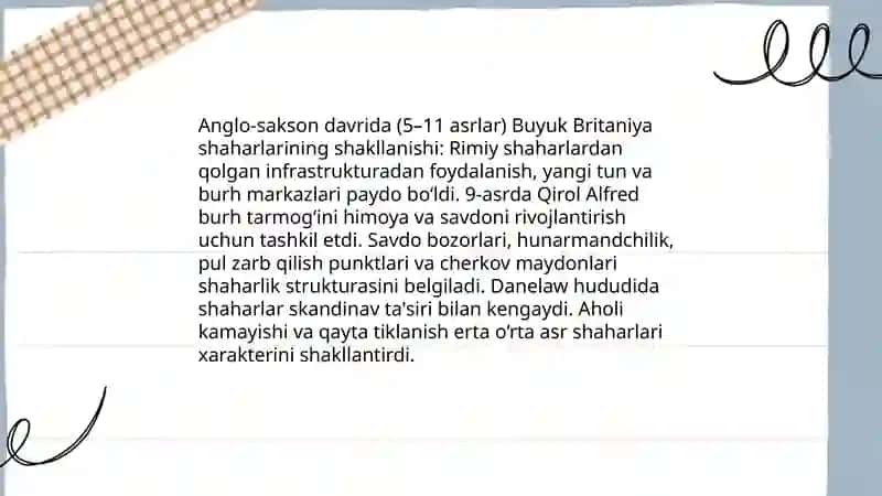 Buyuk Britaniya shaharlarining anglo-sakson davridagi shakllanishi 3