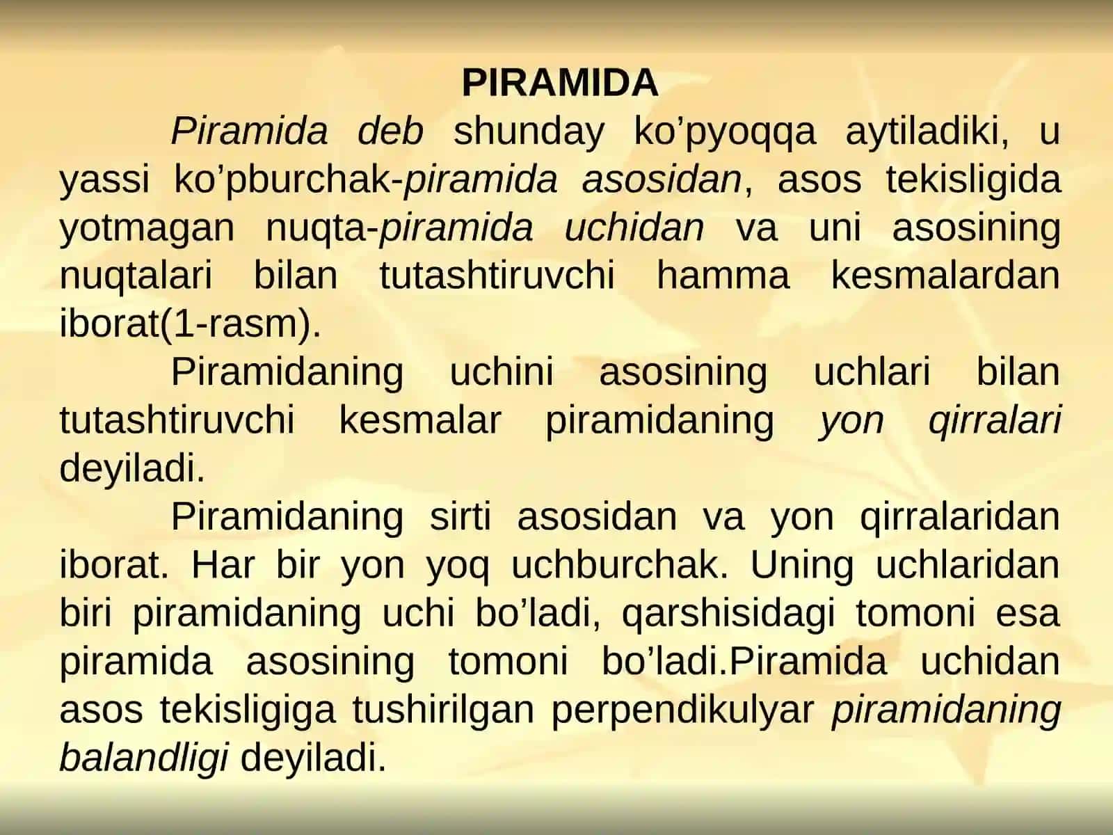 Piramida va uning xossalari 3