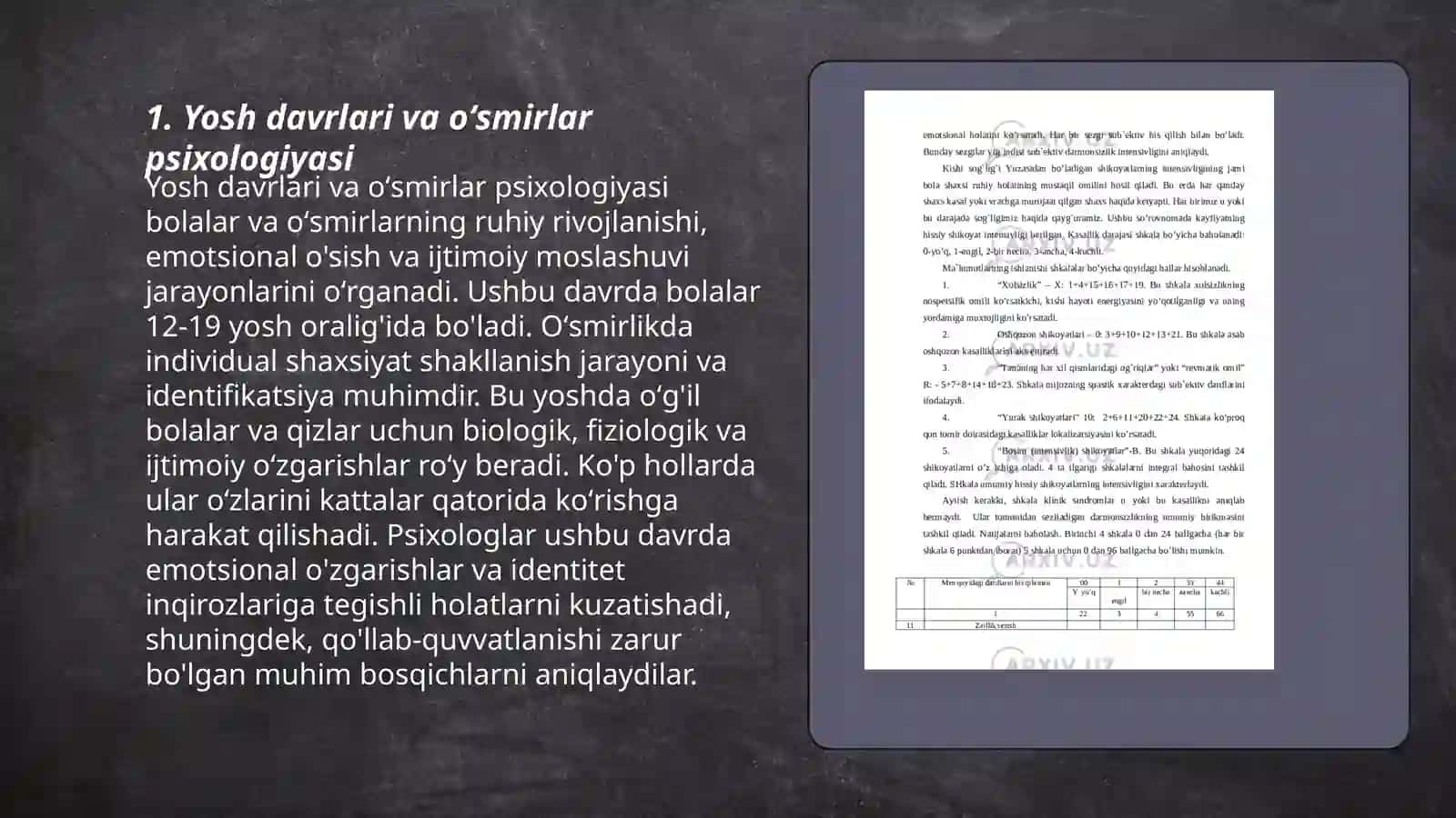 Oʻsmir va oʻspirinlar psixodiagnostikasi 3