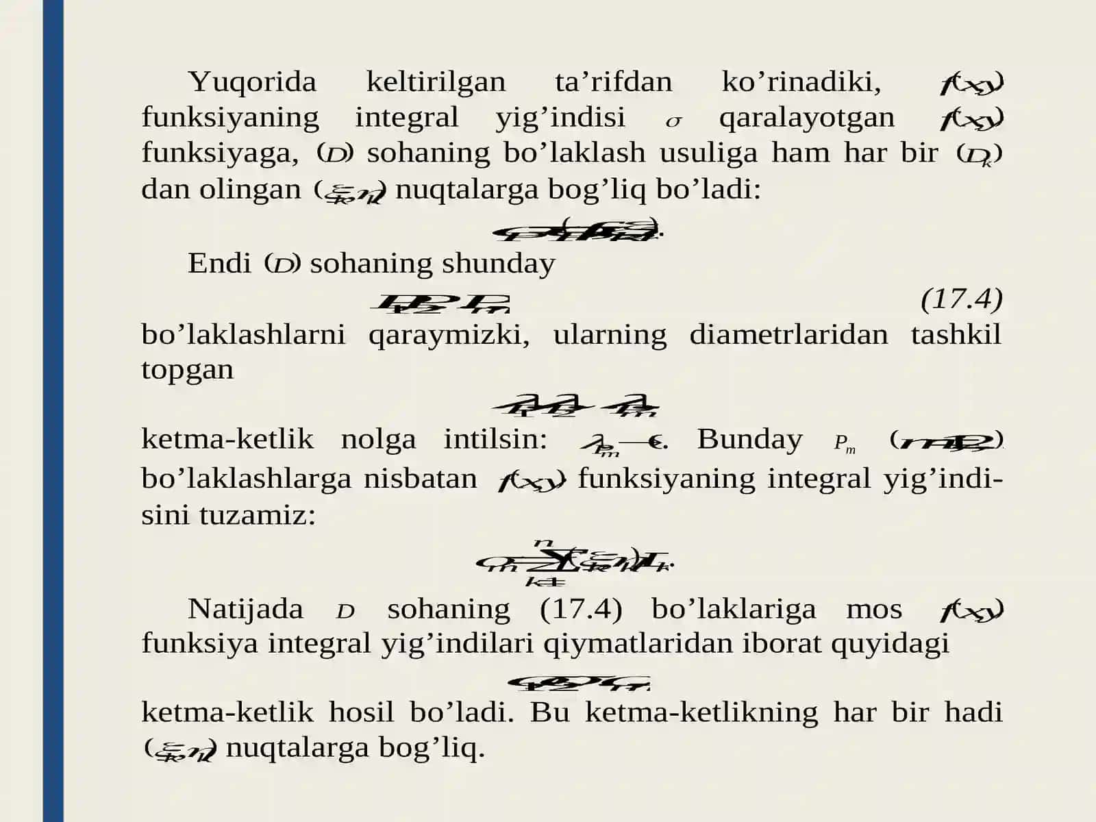 Ikkikarrali integral. Darbu yig‘indilari va xossalari 3