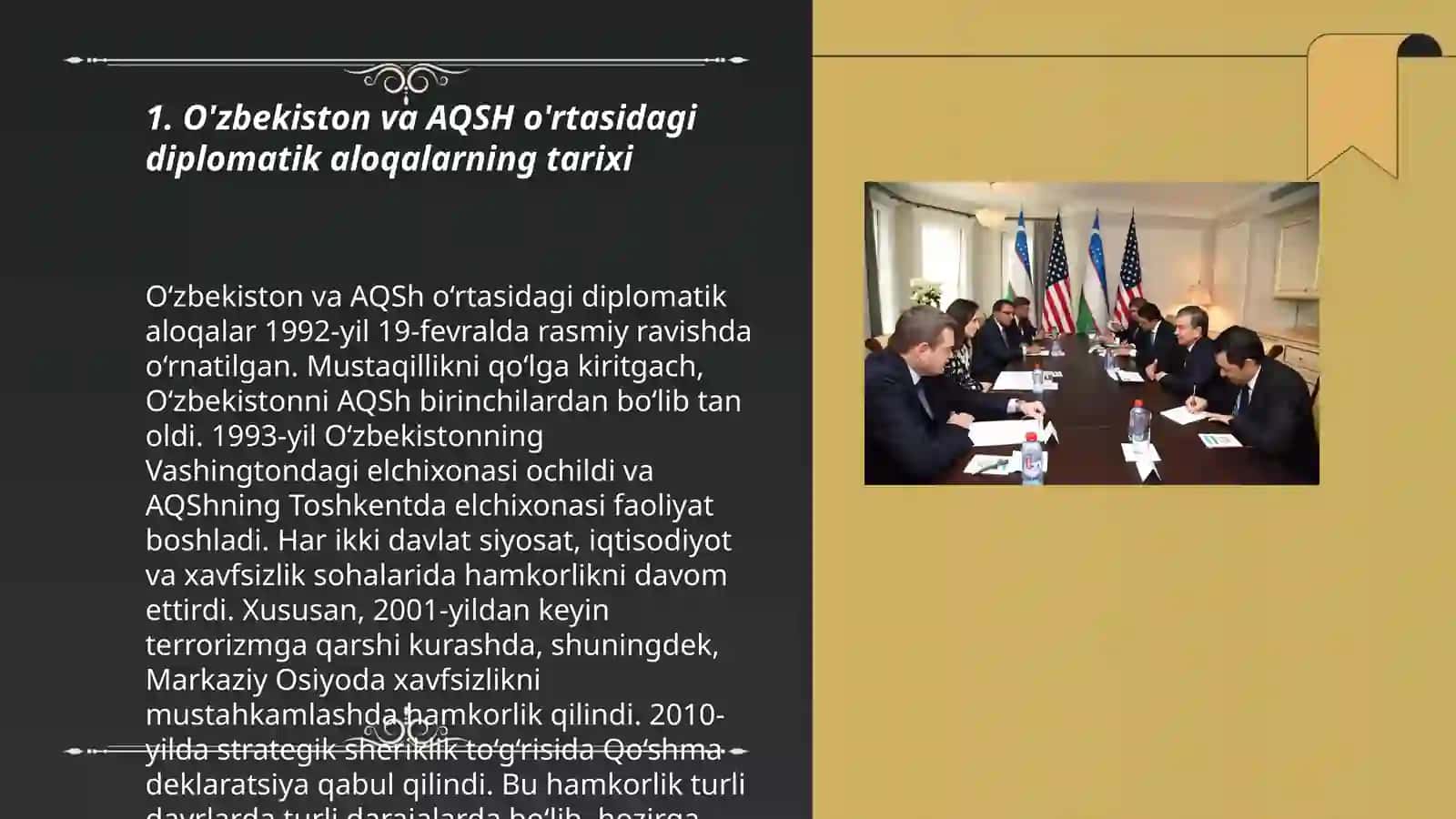O'zbekiston va AQSH o'rtasidagi aloqalar va qilingan islohotlar 3