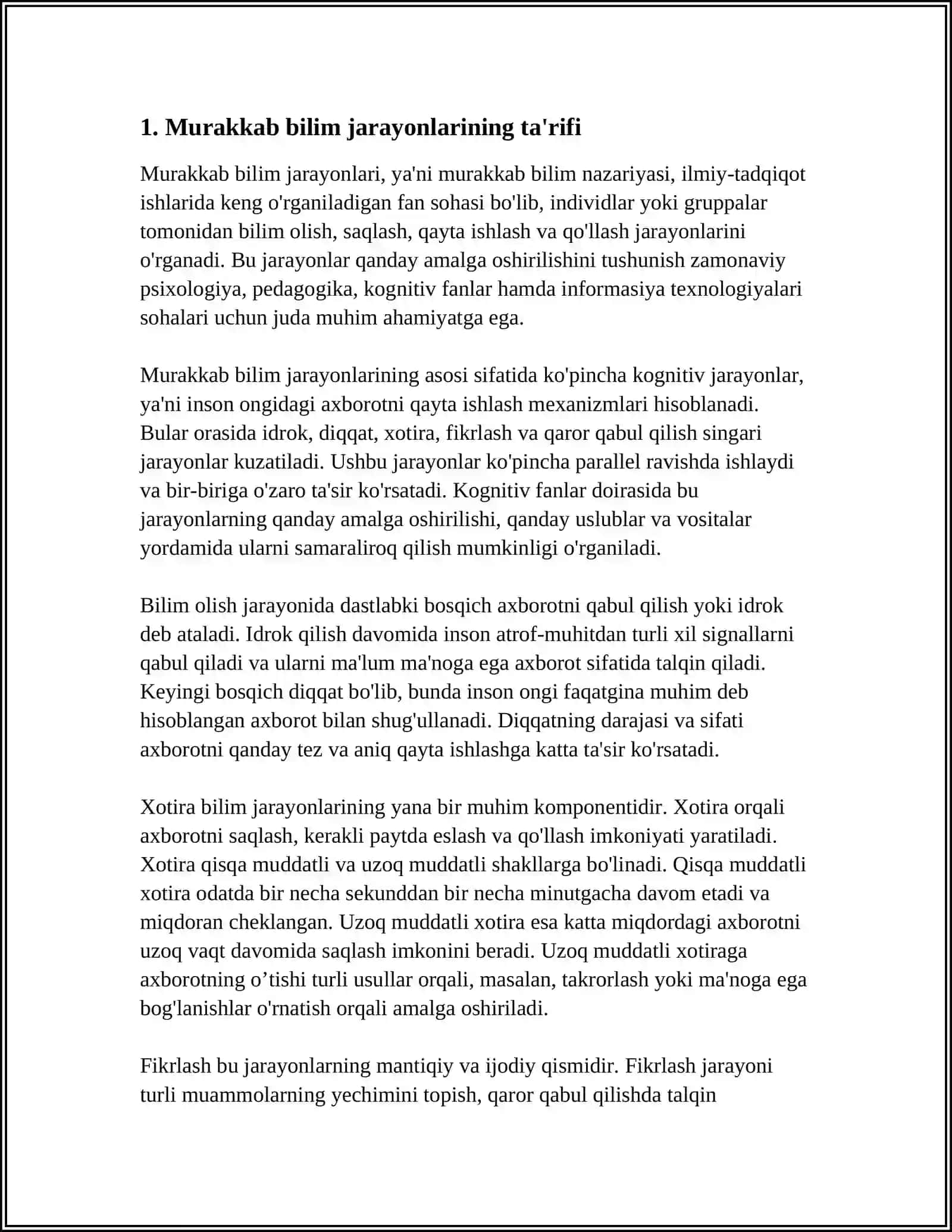 MURAKKAB BILISH JARAYONLARINI EKSPERIMENTAL OʻRGANISH 3