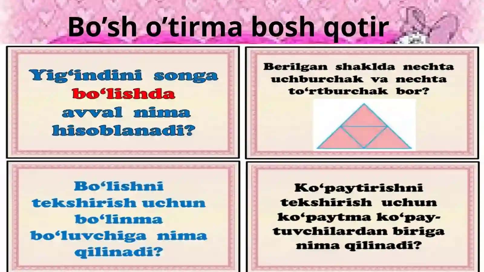 To‘rtxonali sonlarni raqamlash 3