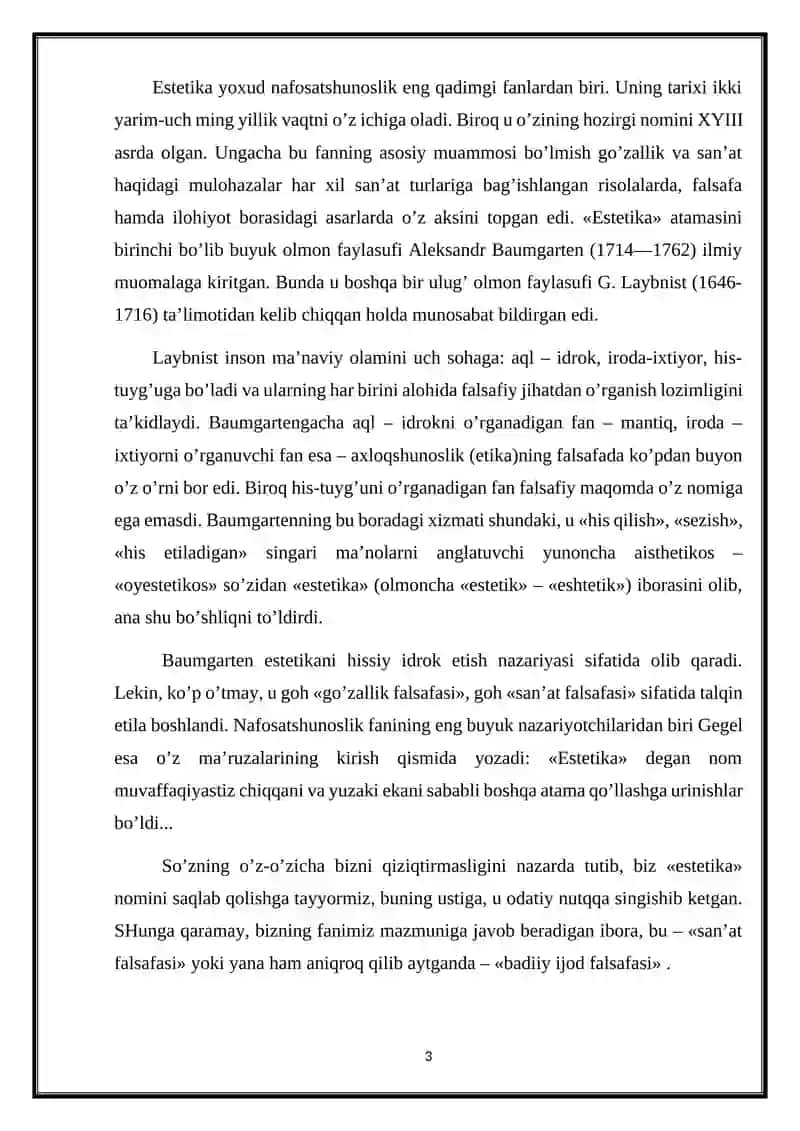 Estetikaning fan sifatida shakllanish tarixi 3