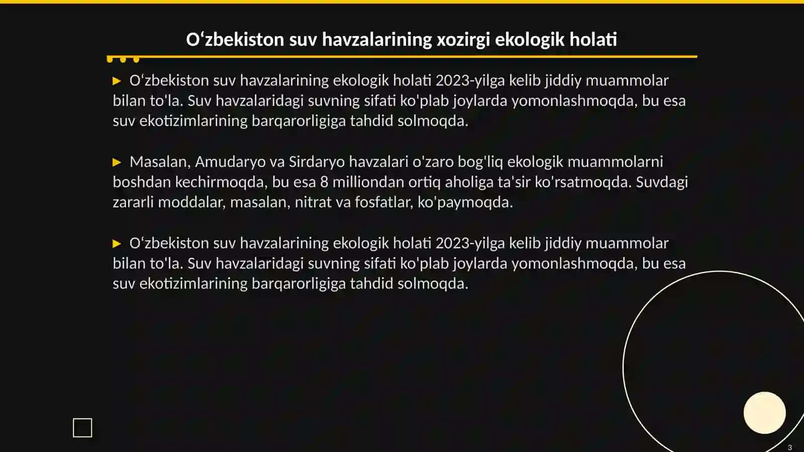O‘zbekiston suv havzalarining xozirgi holati 3