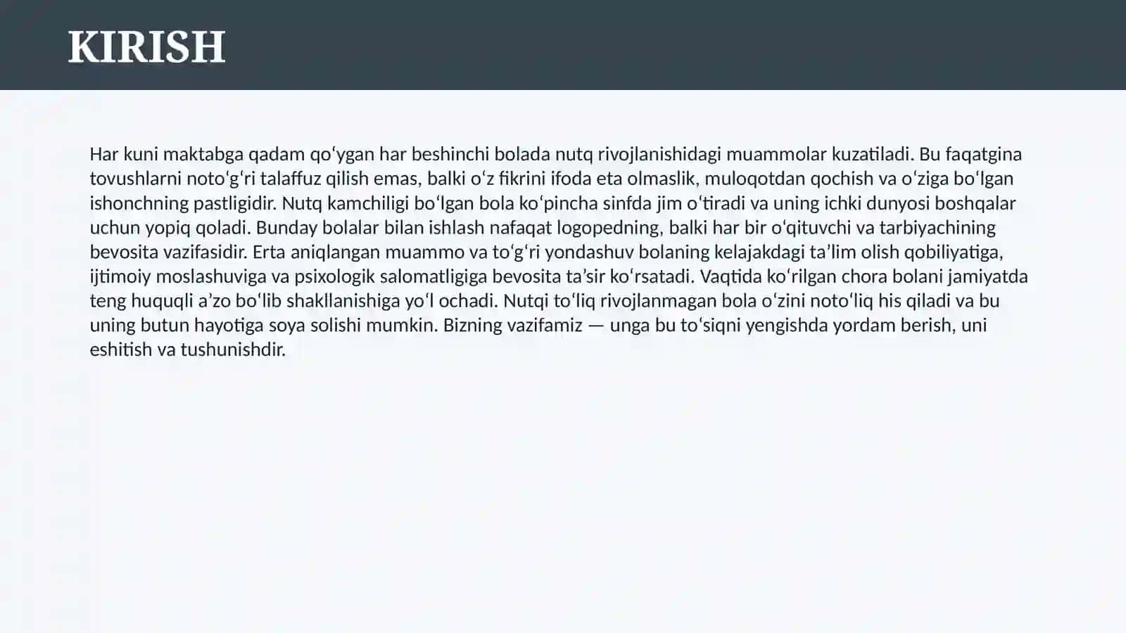 NUTQIDA KAMCHILIGI BOR BOLALAR BILAN ISHLASH 3