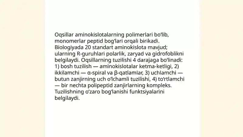 Tabiatda oqsillar va ularning funksiyalari 3