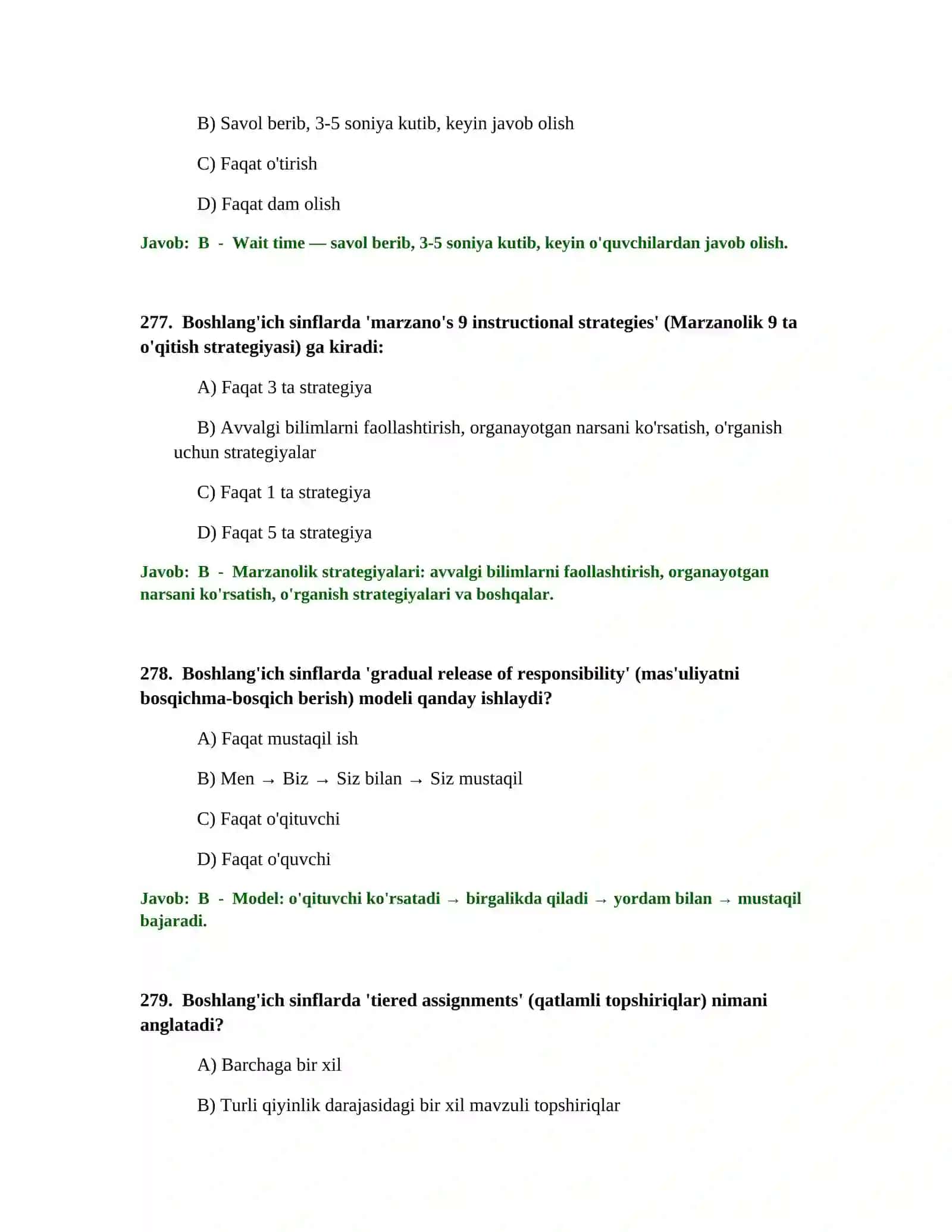 BOSHLANG'ICH TA'LIM O'QITUVCHISI TEST SINOVLARI 3