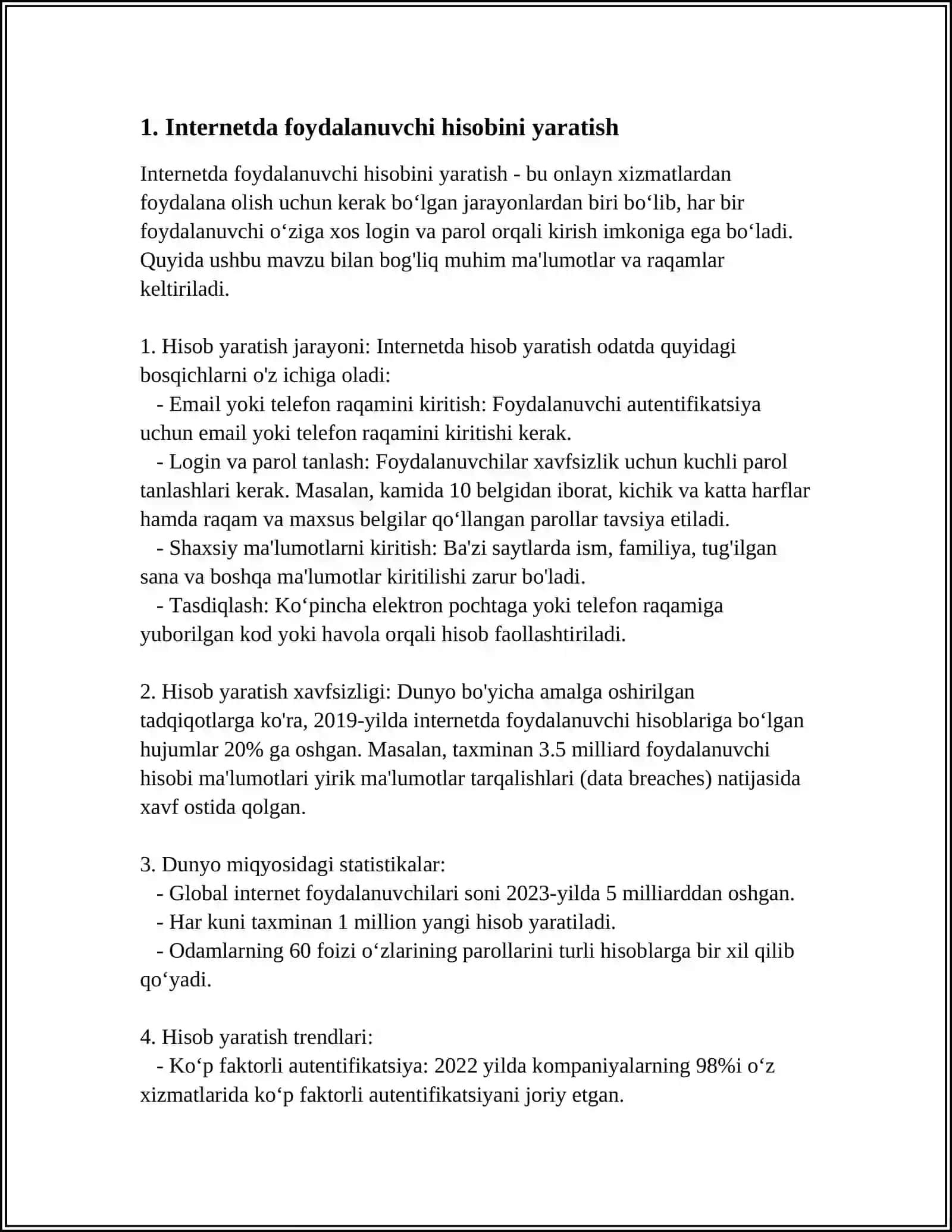 INTERNET TARMOGIDAN FOYDALANUVCHILAR REGISTRATSIYASI. ELEKTRON POCHTA BILAN ISHLASH 3