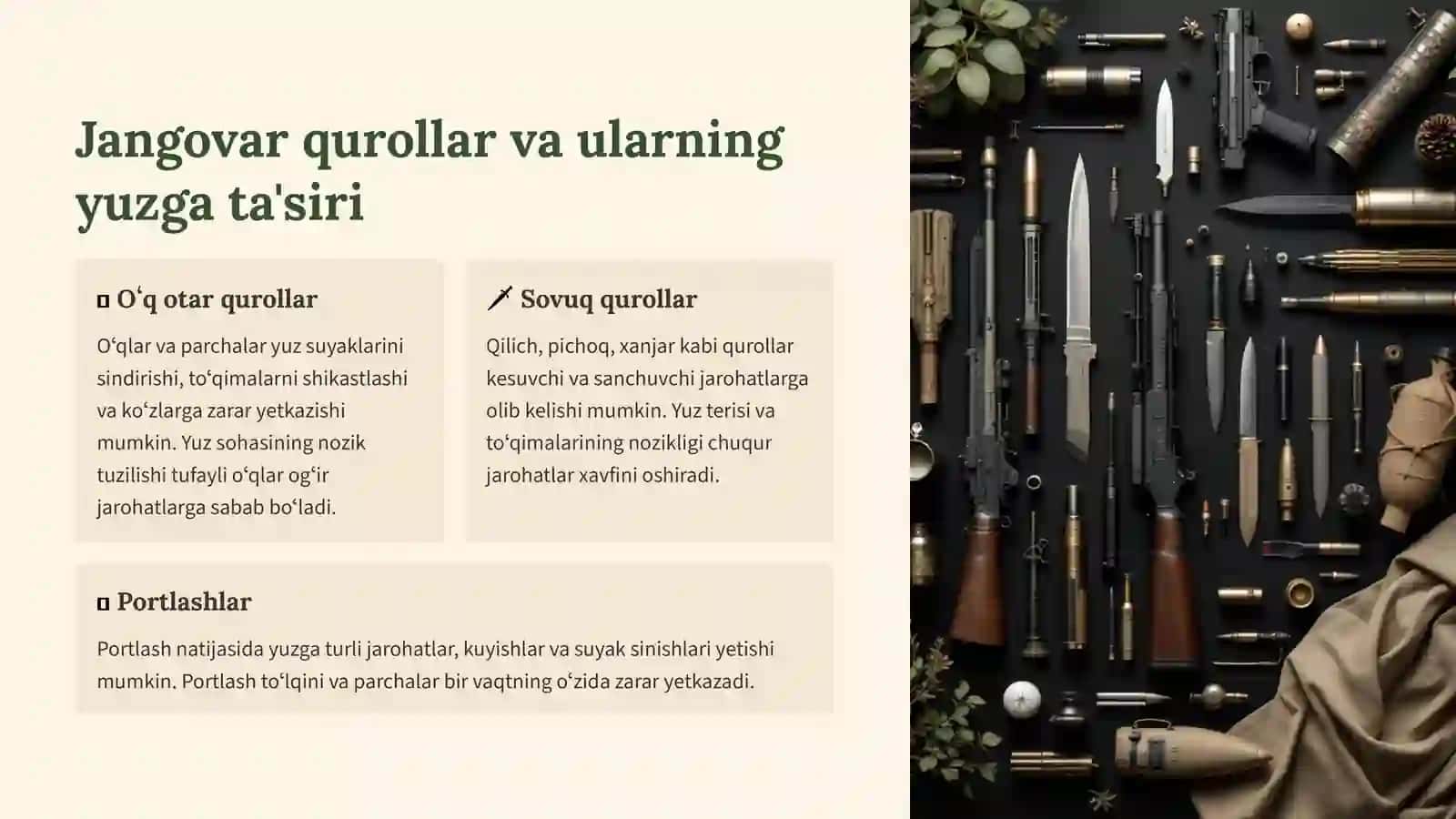 Jangovar quroldan yuz jarohatlanishi 3