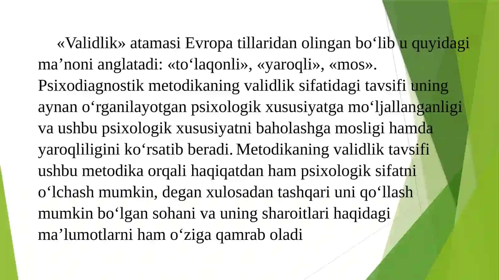 PSIXODIAGNOSTIK METODIKALAR ILMIYLIGINING PSIXOMETRIK MEZONLARI 3