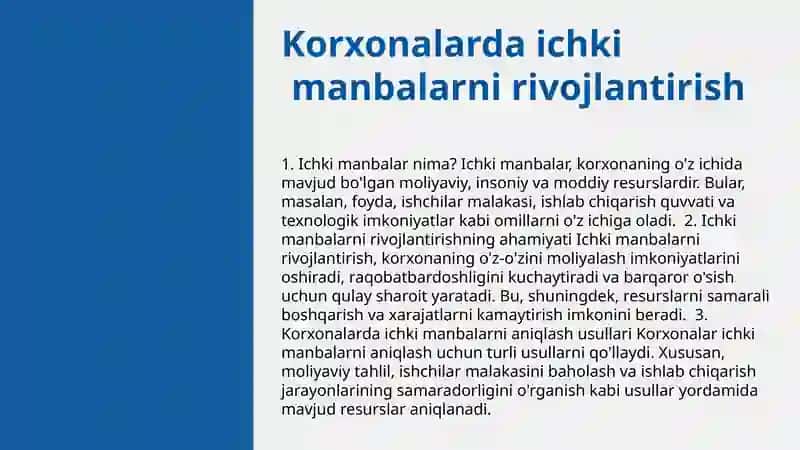 Korxonalarni moliyalashtirishning òz manbalari 3