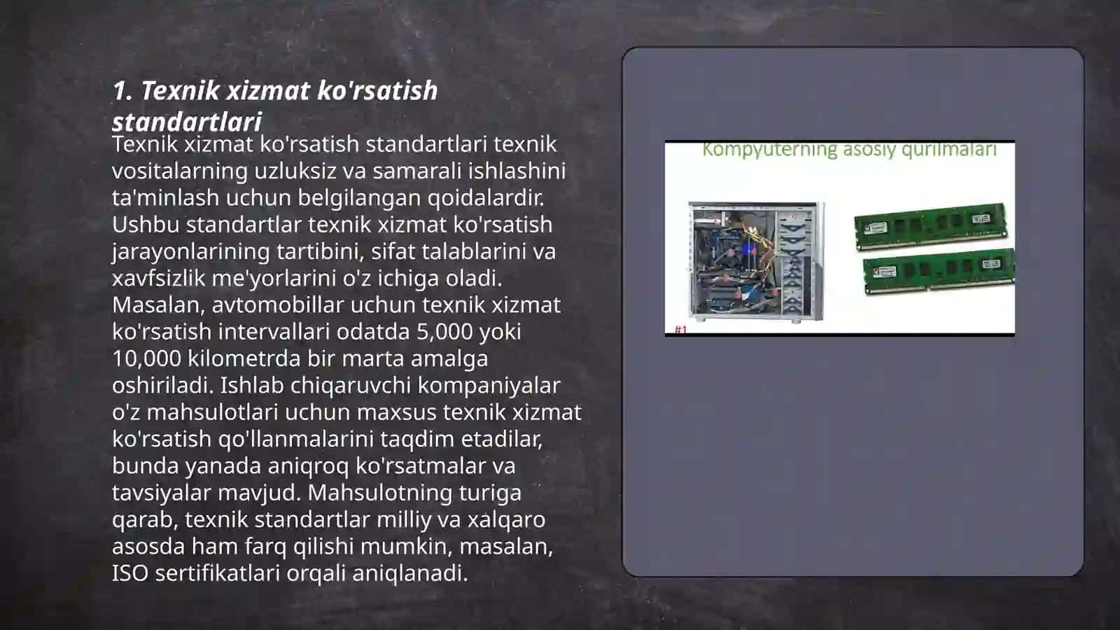 Texnik xizmat ko'rsatish standartlari 3