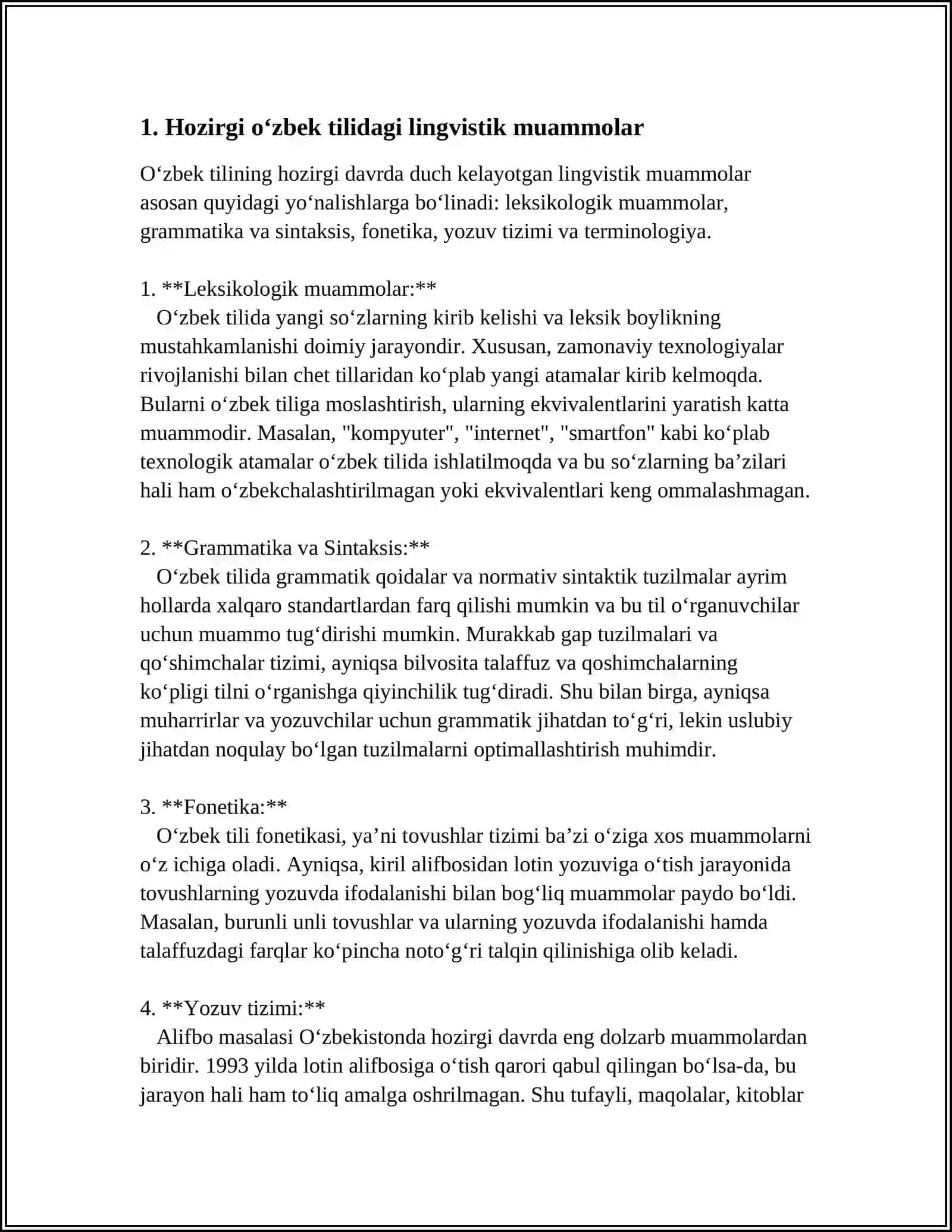 HOZIRGI O‘ZBEK TILIDA LISONIY MUNOSABATLAR VA UNING TURLARI 3