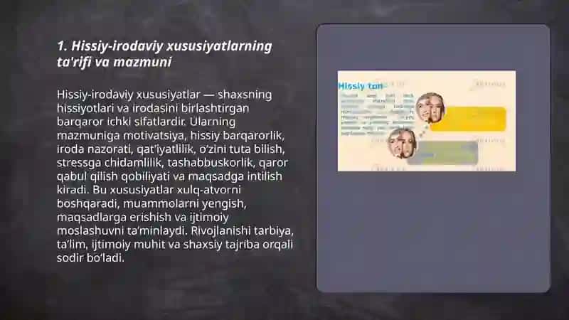 Hissiy-irodaviy xususiyatlar 3
