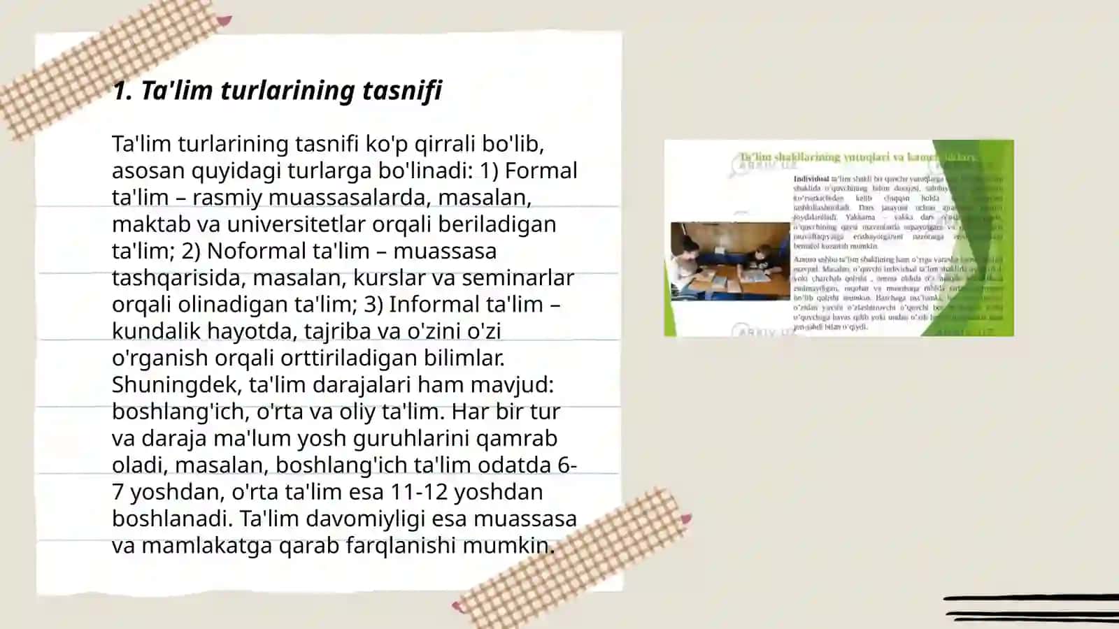 Ta'lim turlari va ta'limni tashkil etish shakllari 3