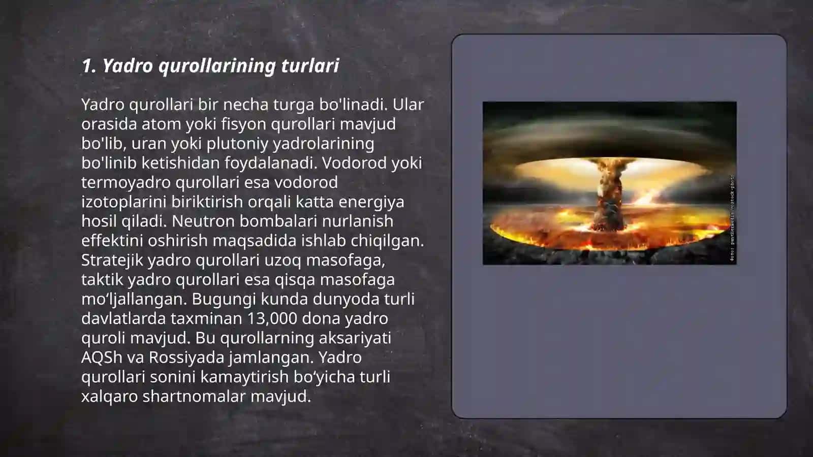 Yadro qurollari turi va qoʻllanish usullari 3