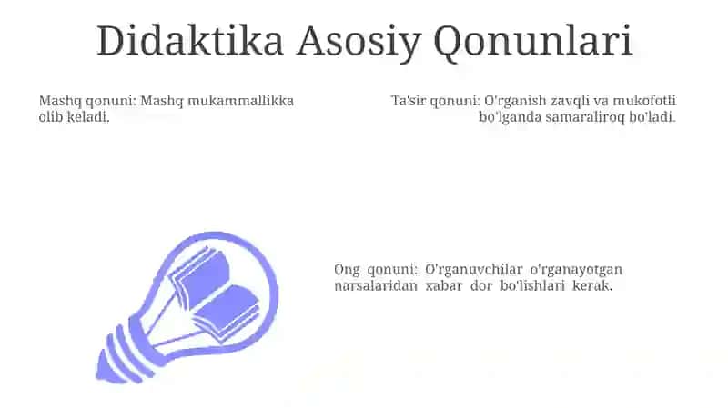 Didaktika asosiy qonunlari, funksiyalari va usullari 3
