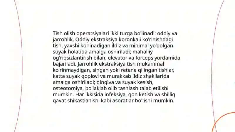 Tish olish operatsiyalari 3