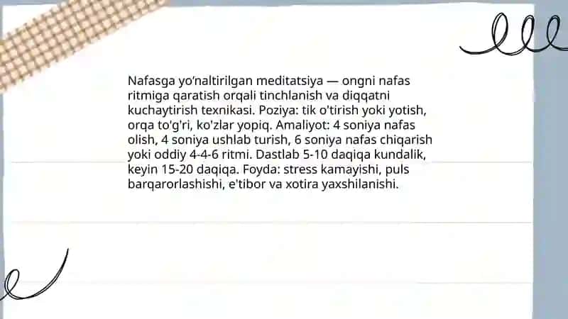Nafasga yo‘naltirilgan meditatsiya 3