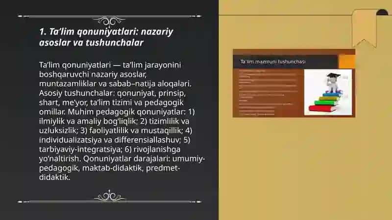 Taʼlim qonuniyatlari Taʼlim mazmuni 3
