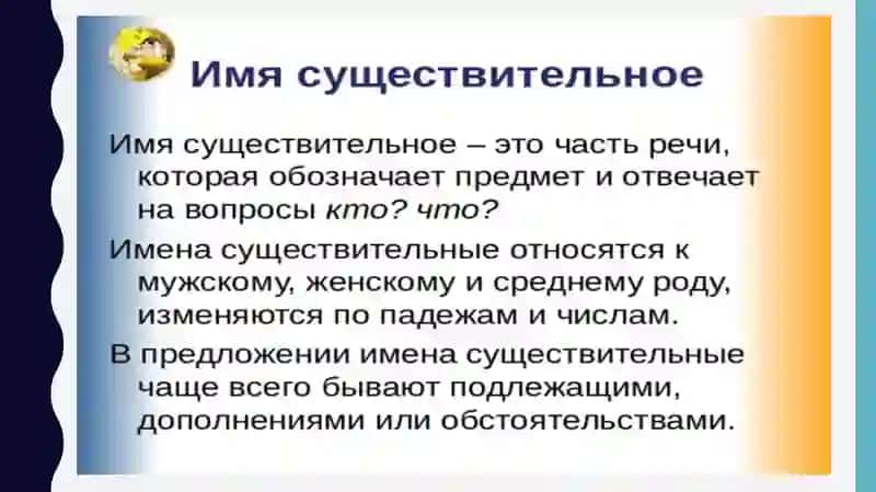 Имясуществительноеродчислоодушевлённость/неодушевлённостьпадеж 3