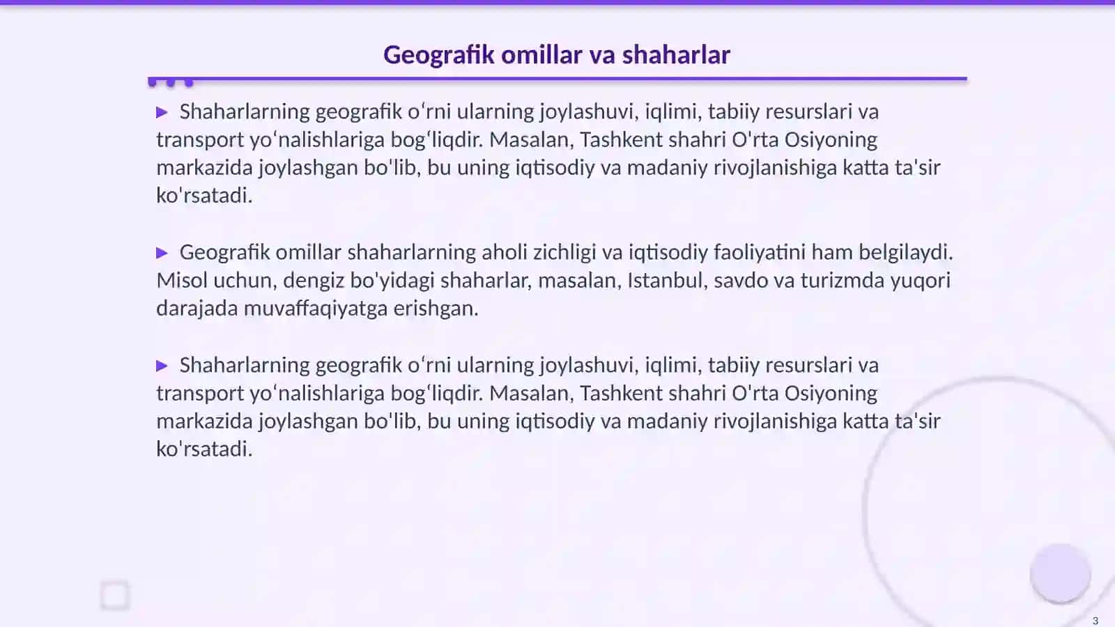 Shaharlarning geografik o‘rni 3