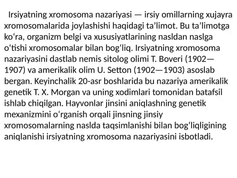 Irsiyatning xromasoma nazariyasi 3