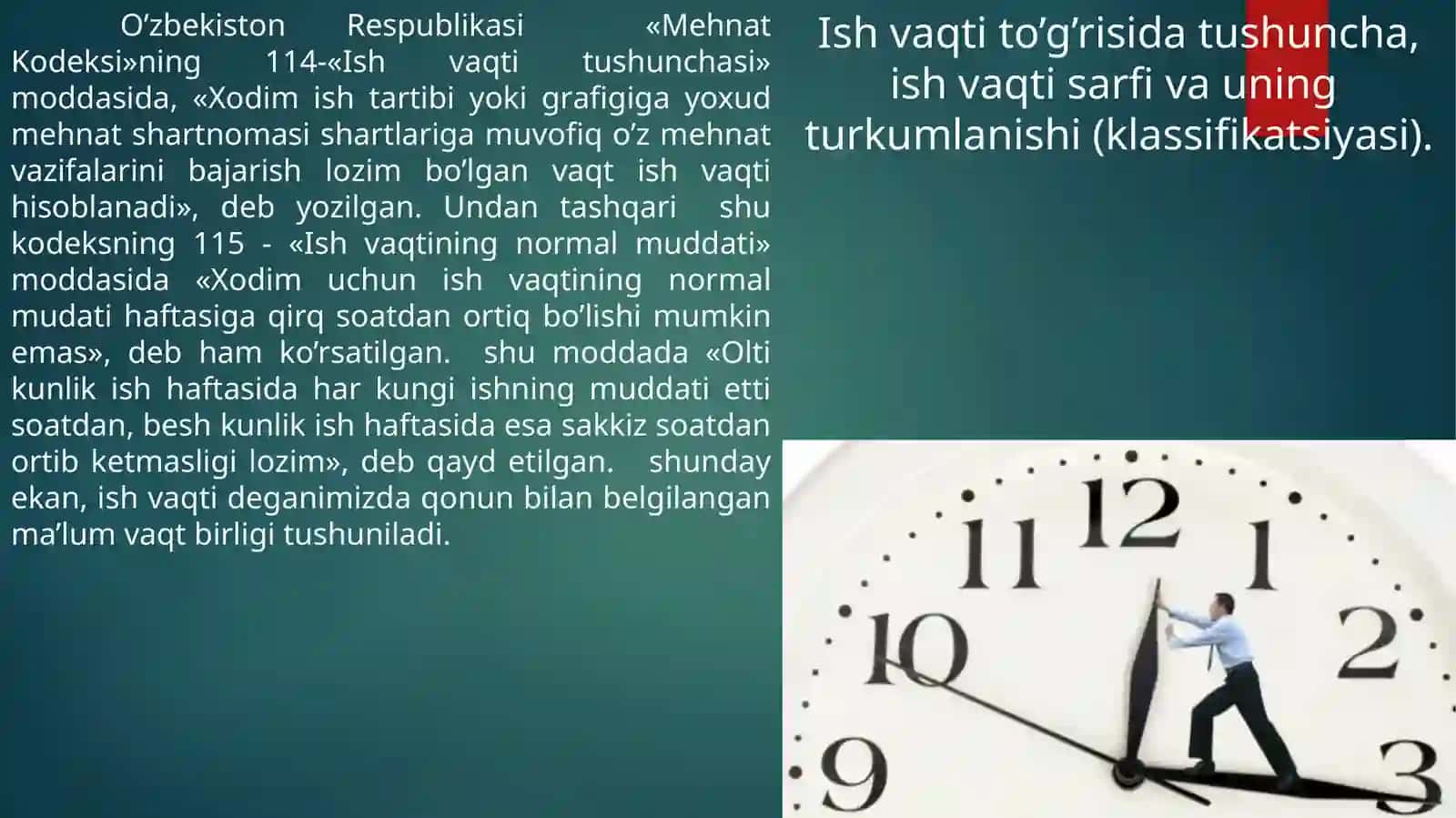 Ish vaqtisarfining turkumlanishi (klassifikatsiyasi) 3