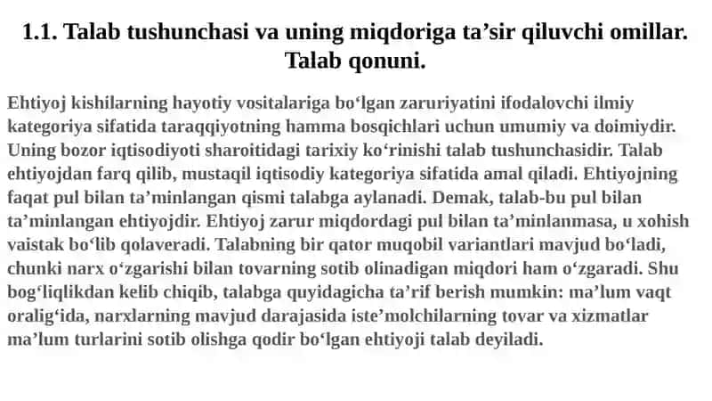 Talab va taklif nazariyasi. 3