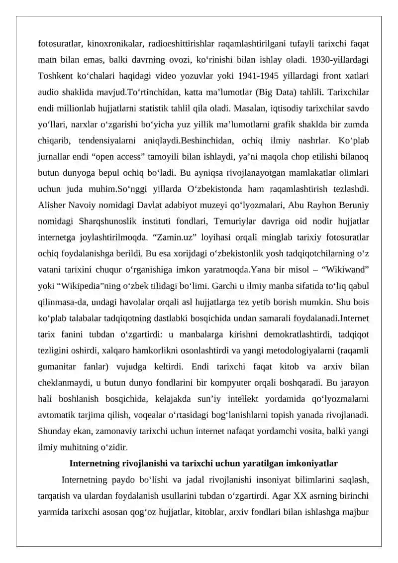 Internet va uning tarixchi uchun imkoniyatlari 3