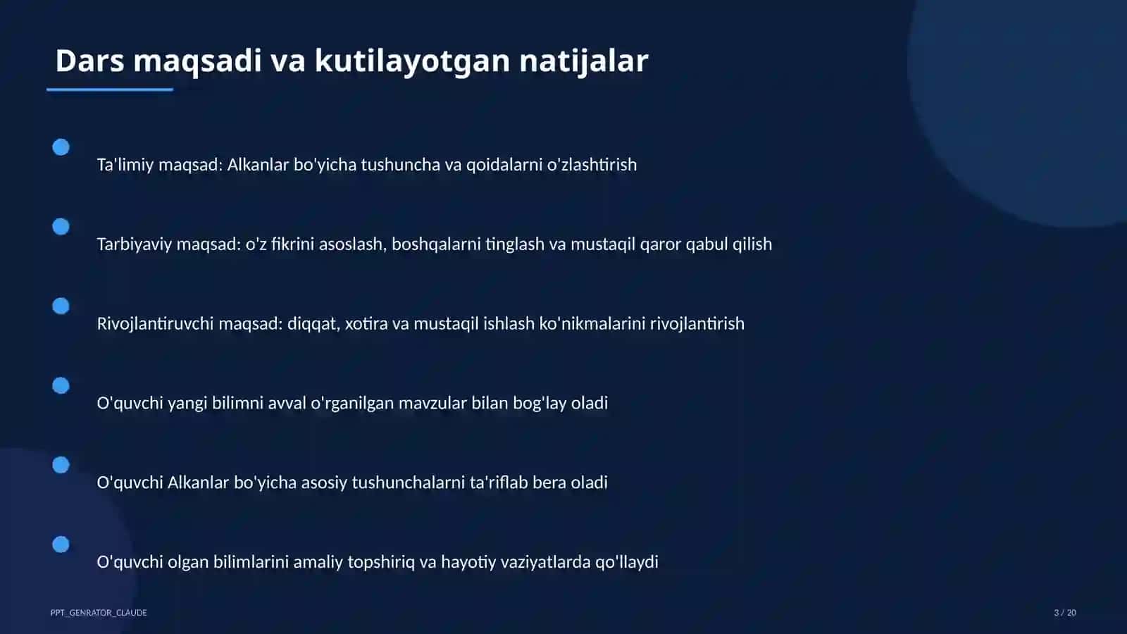 Alkanlar (10-sinf) Kimyo (7–11) — o'quvchilar uchun 3