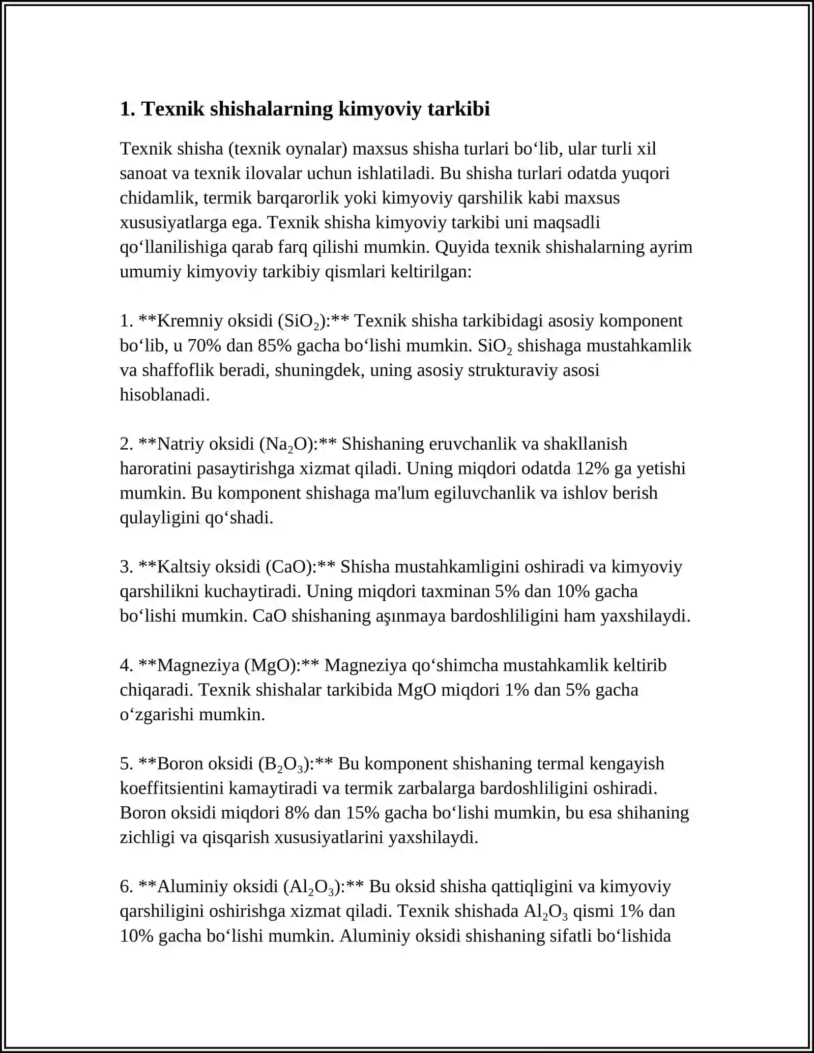 TEXNIK SHISHALARNING UMUMIY XUSUSIYATLARI 3