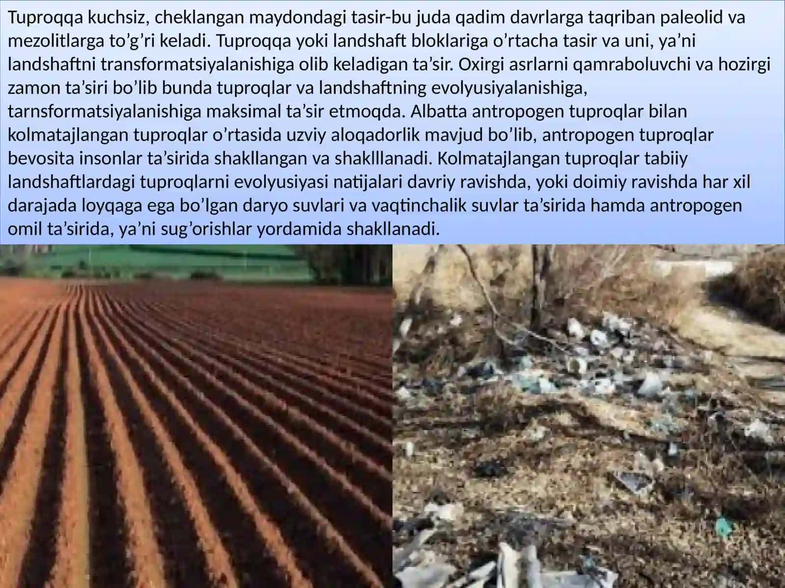 Texnogen tuproqlar evalyutsiyasi 3