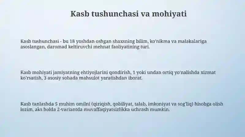 Kasb va kasbiy faoliyat 3