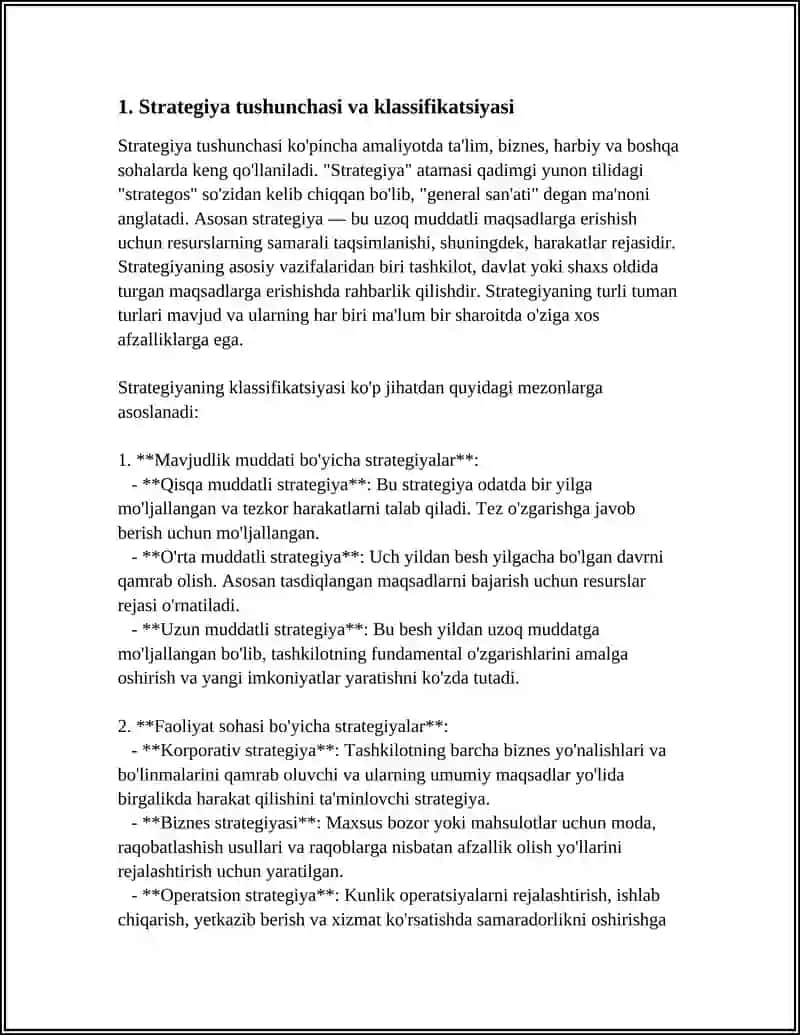 STRATEGIYA VA UNING TURLARI 3