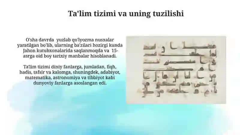 Amir Temur davrida madaniy hayot va ta'lim 3