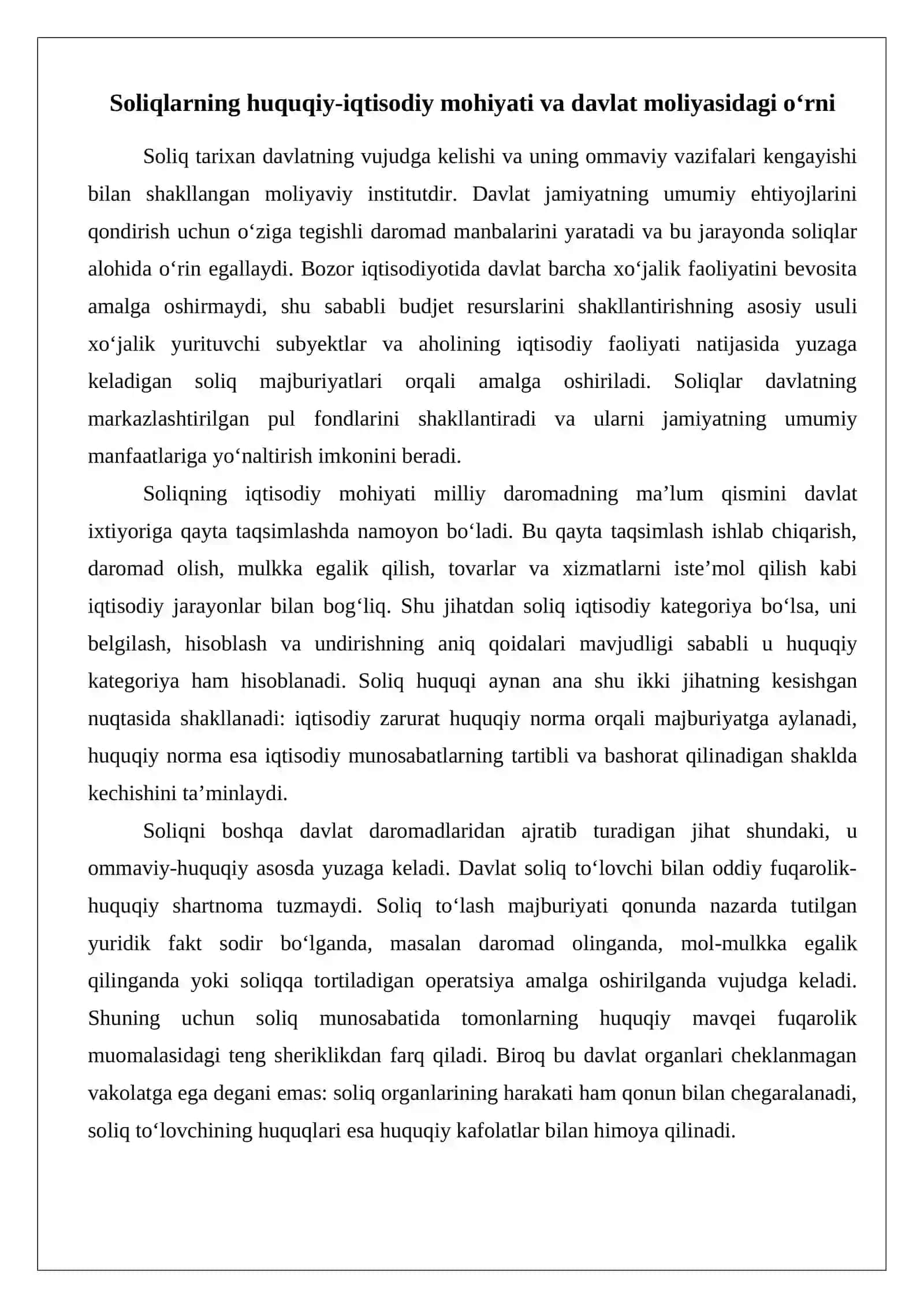 Soliqlarning ahamiyati va xususiyatlari 3