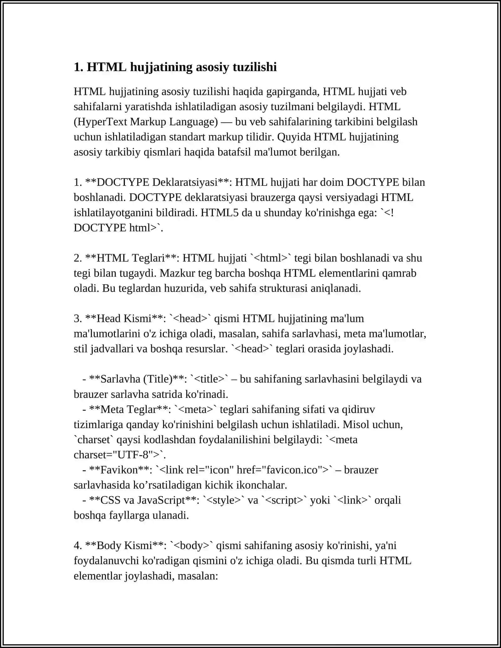 HTML TILINING ASOSIY ELEMENTLARI 3