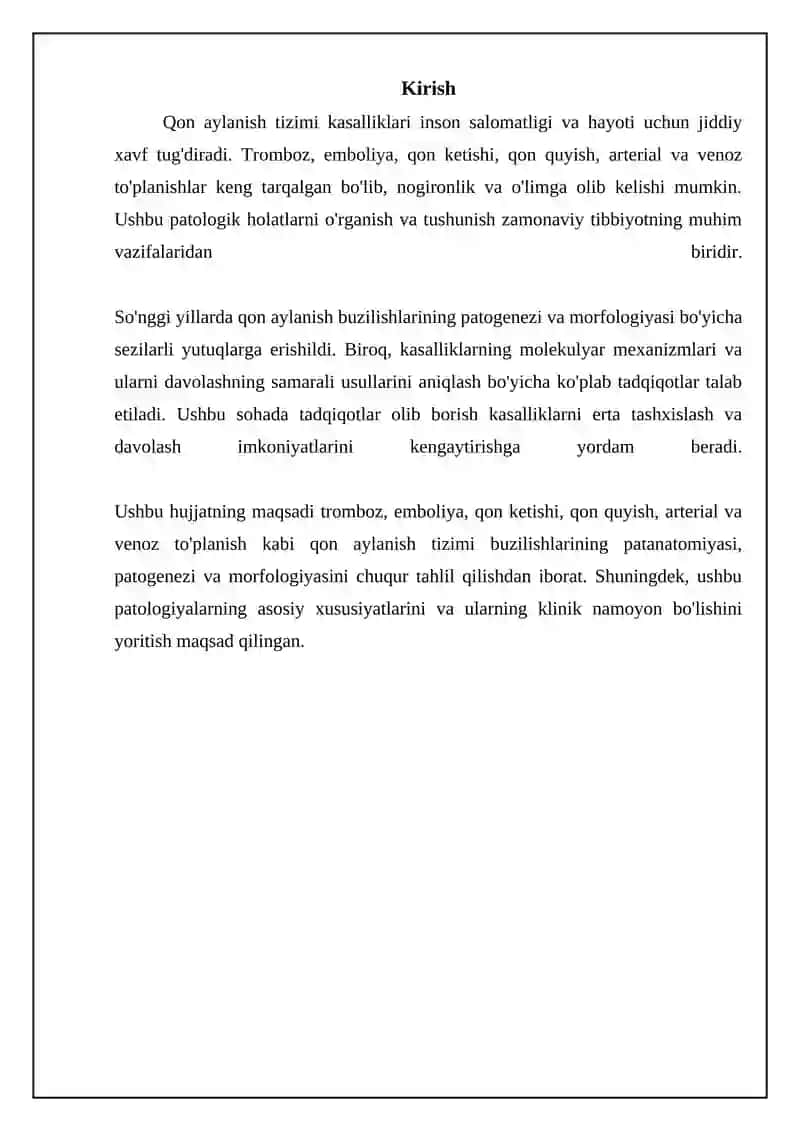 Qon Aylanishi Buzilishi Referat 3