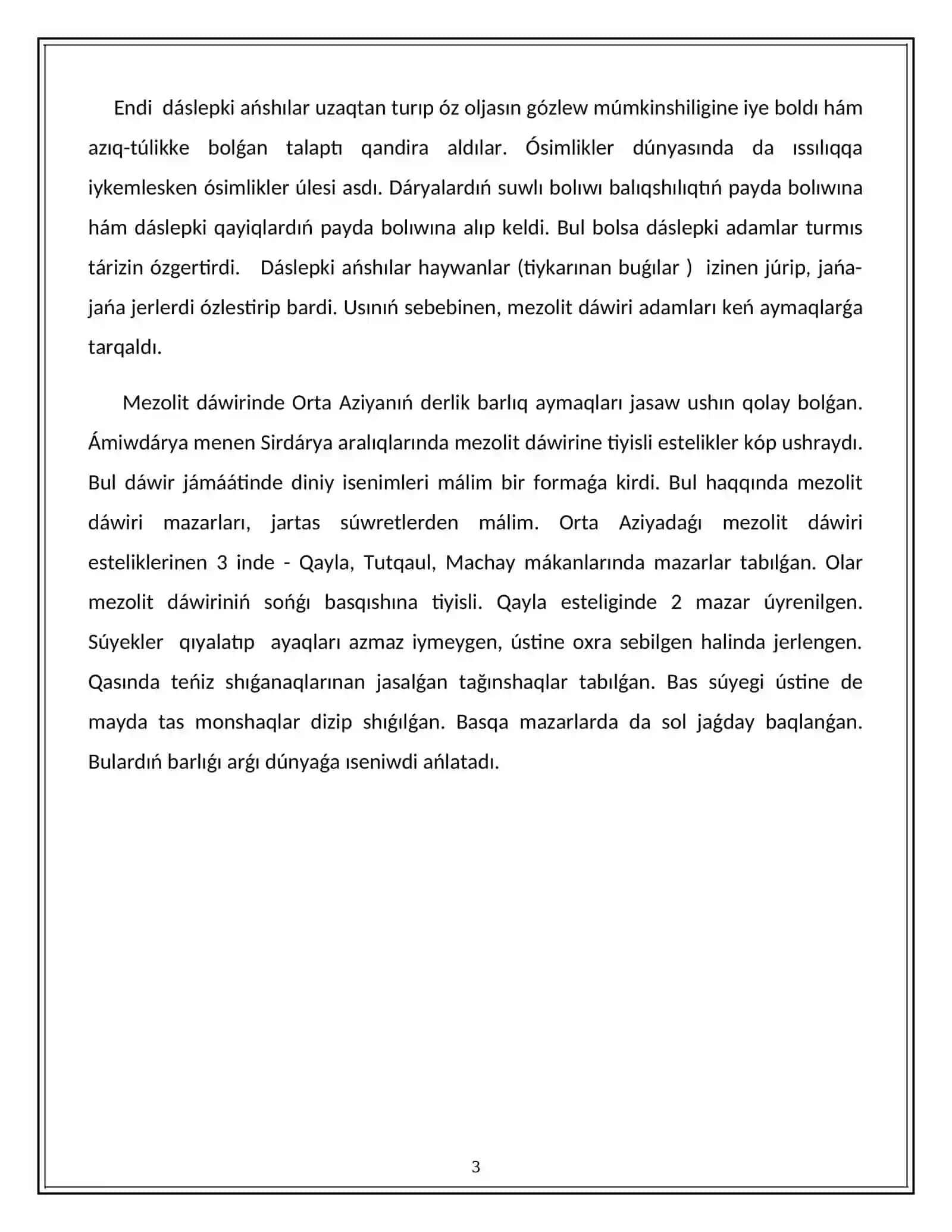 Mezolit dáwiri xojalıǵı 3