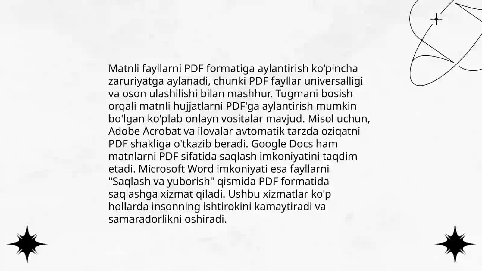 Matnli formatlarni PDF'ga aylantirish 3