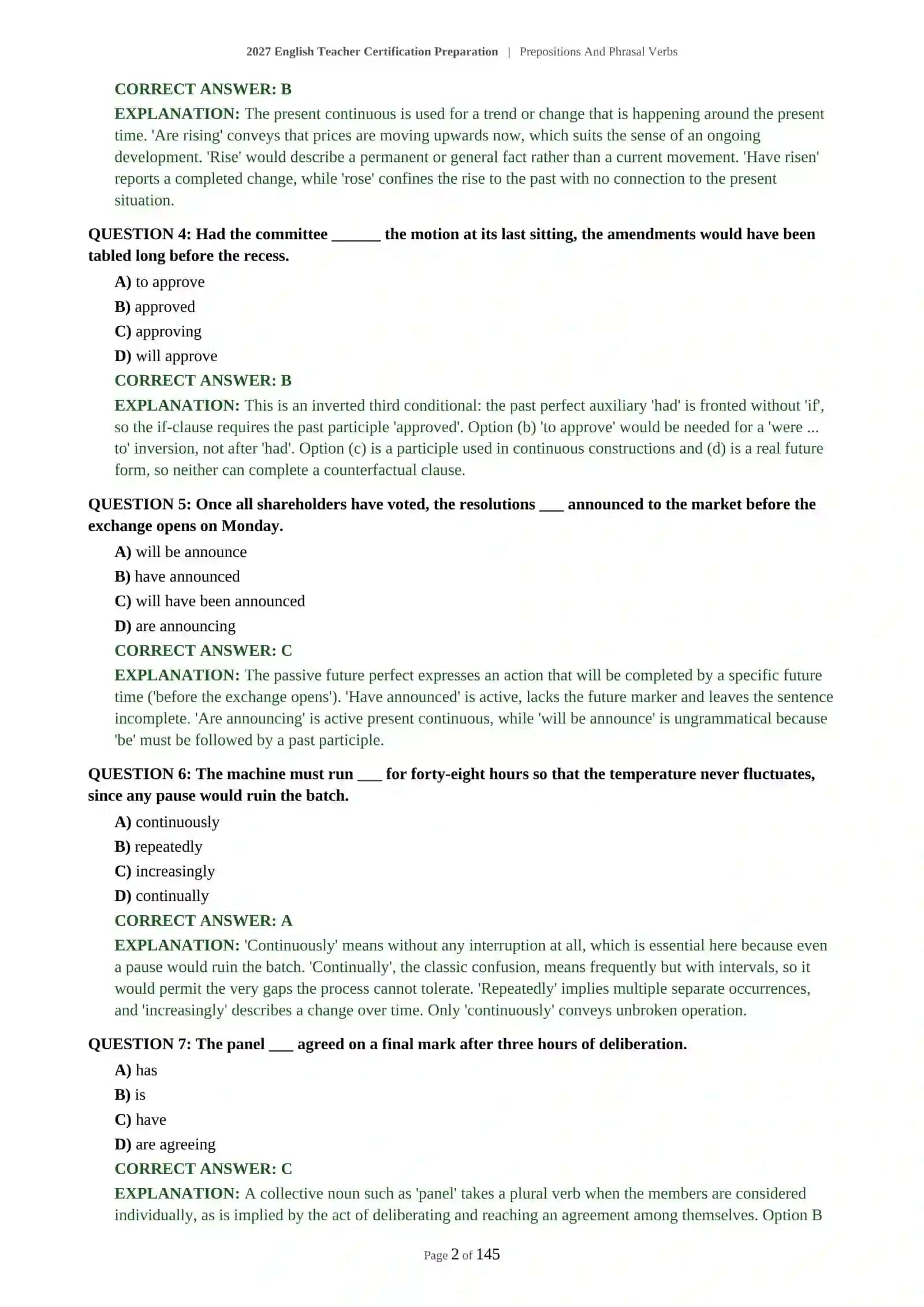 Prepositions And Phrasal Verbs 2027 Certification Preparation 3